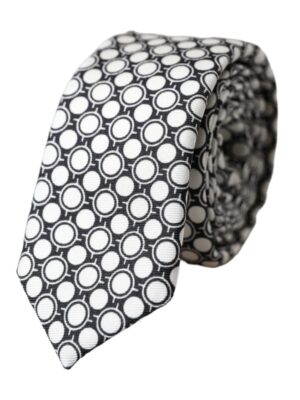Dolce & Gabbana White Circles 100% Silk Adjustable Tie