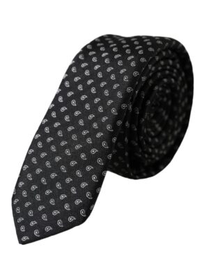 Dolce & Gabbana Black Jacquard Patterned Silk Adjustable Men Tie