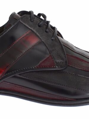 Dolce & Gabbana Elegant Black Bordeaux Striped Leather Dress Shoes