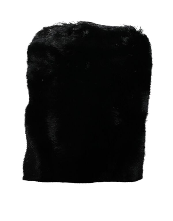 Dolce & Gabbana Black Faux Fur Silver Chain Crossbody Shoulder Purse Bag - Image 4