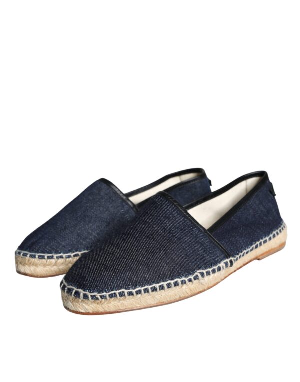 Dolce & Gabbana Blue Denim Cotton Leather Espadrilles Shoes - Image 3
