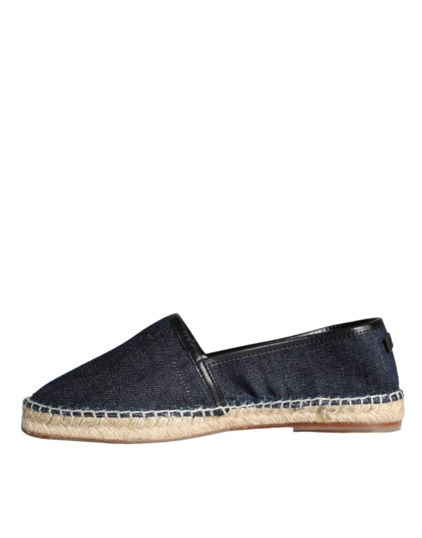 Dolce & Gabbana Blue Denim Cotton Leather Espadrilles Shoes - Image 4
