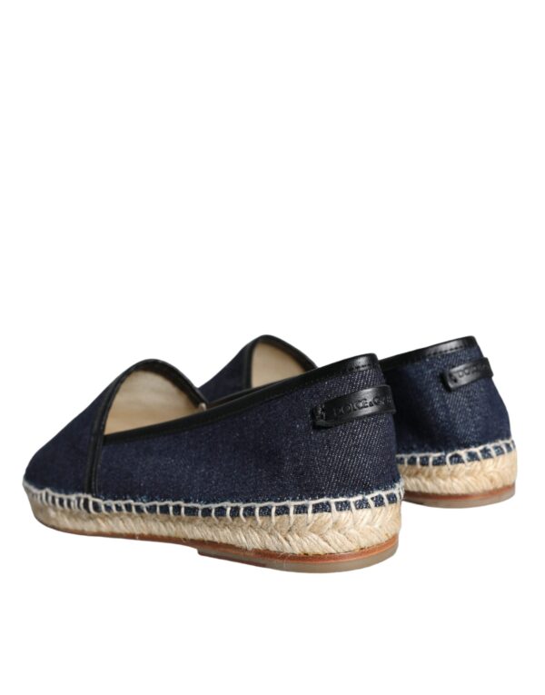 Dolce & Gabbana Blue Denim Cotton Leather Espadrilles Shoes - Image 5