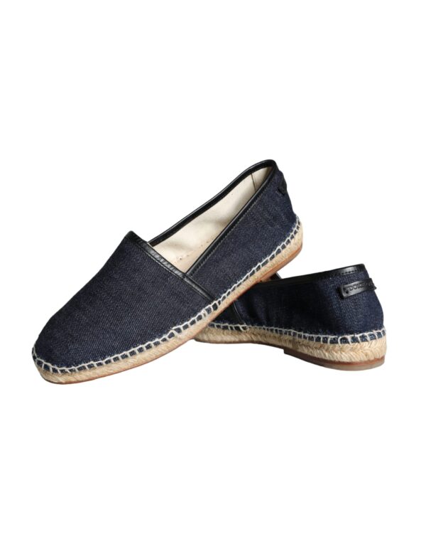 Dolce & Gabbana Blue Denim Cotton Leather Espadrilles Shoes - Image 7