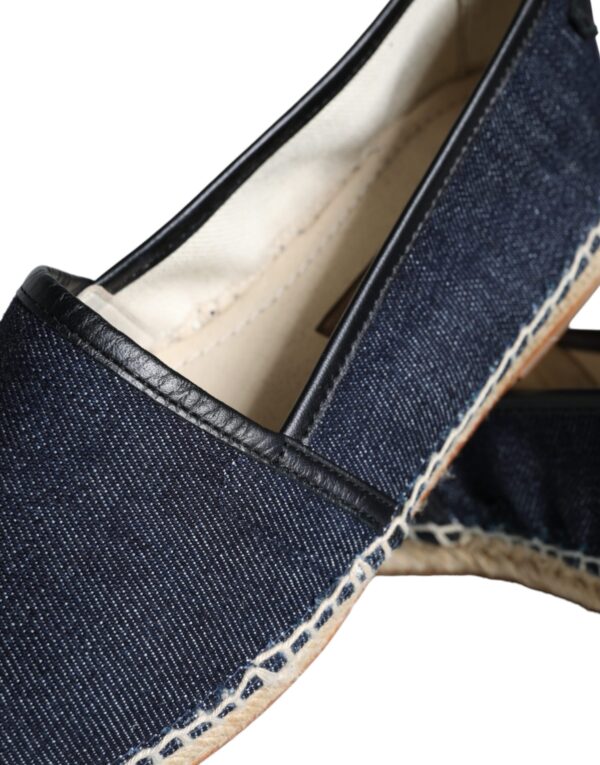 Dolce & Gabbana Blue Denim Cotton Leather Espadrilles Shoes - Image 8