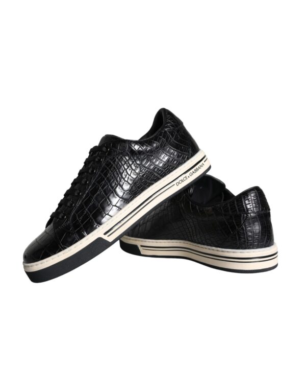 Dolce & Gabbana Black Leather Men Low Top Sneakers Shoes - Image 7