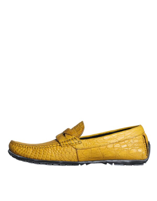 Dolce & Gabbana Yellow Leather Slip Mocassin Loafers Shoes - Image 5
