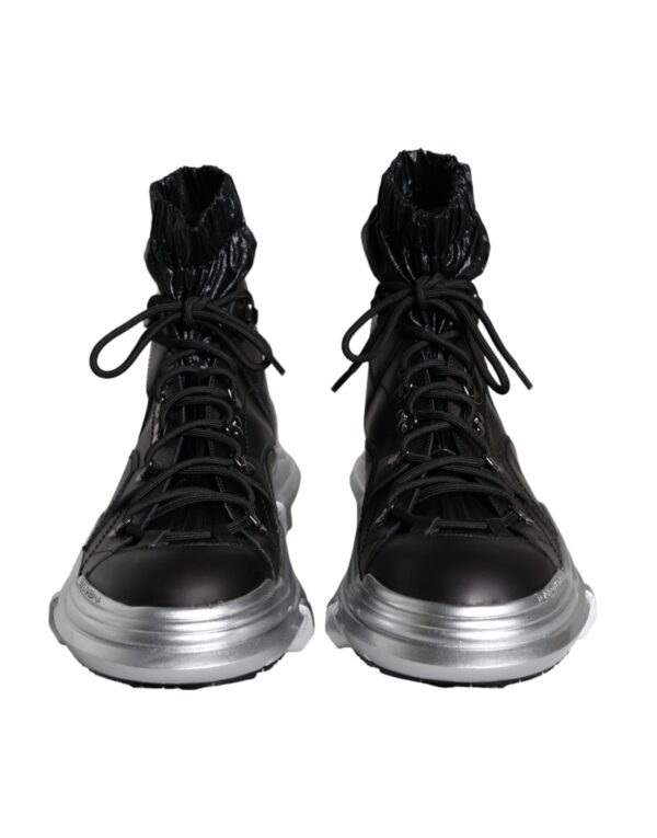 Dolce & Gabbana Black Nylon Galileo High Top Sneakers Shoes - Image 2