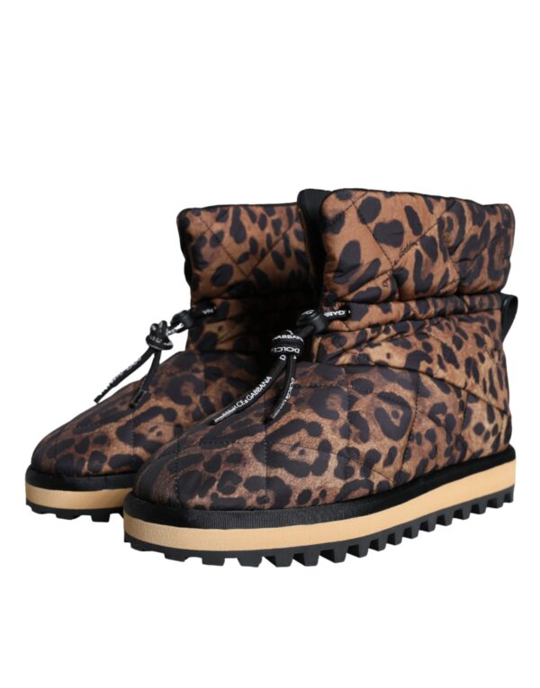 Dolce & Gabbana Brown Leopard Ankle Boots Padded Shoes - Image 3