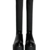 Dolce & Gabbana Black Leather Jersey Knee High Boots Shoes - Image 2