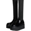 Dolce & Gabbana Black Leather Jersey Knee High Boots Shoes - Image 3