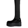 Dolce & Gabbana Black Leather Jersey Knee High Boots Shoes - Image 5
