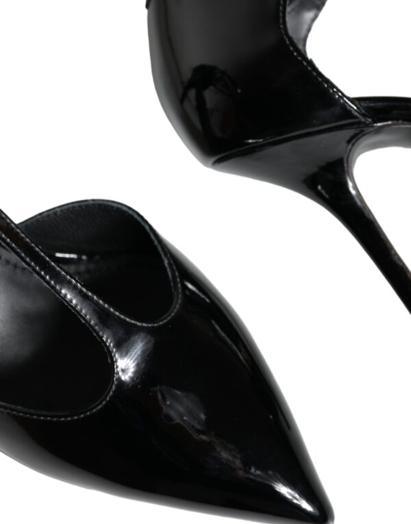 Dolce & Gabbana Black Leather T-strap Stiletto High Heels Shoes - Image 7