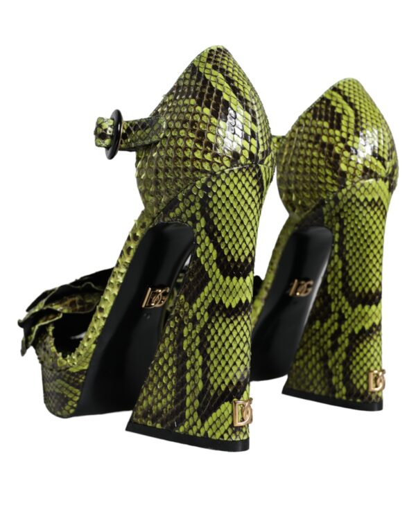 Dolce & Gabbana Green Exotic Leather Ankle Strap Heels Sandals Shoes - Image 4