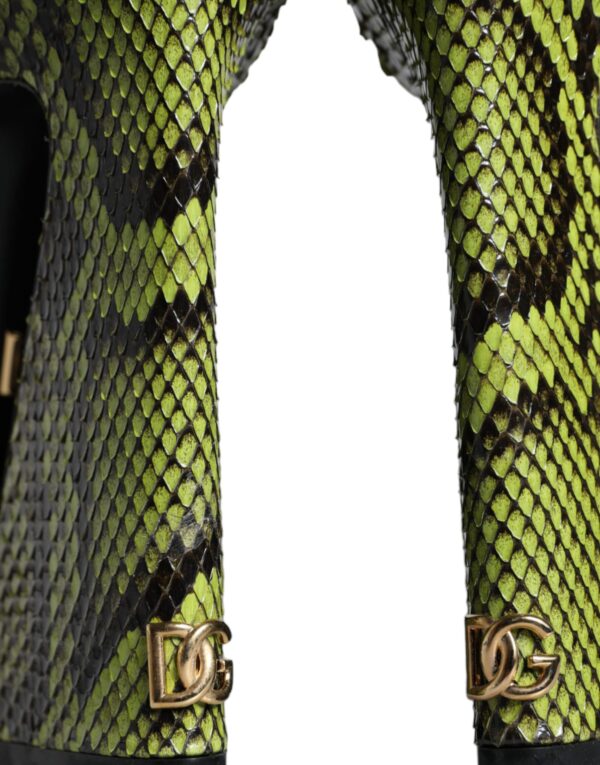 Dolce & Gabbana Green Exotic Leather Ankle Strap Heels Sandals Shoes - Image 6