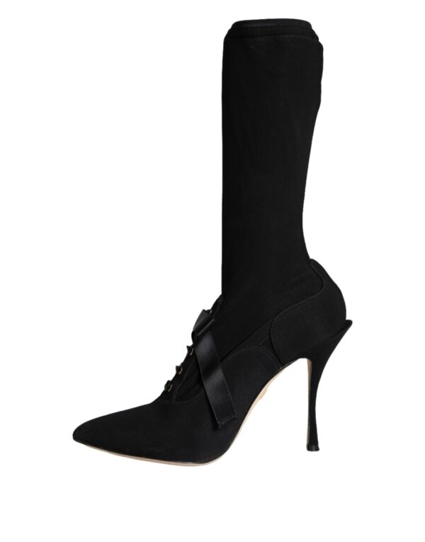 Dolce & Gabbana Black Stiletto Heels Mid Calf Boots Shoes - Image 6