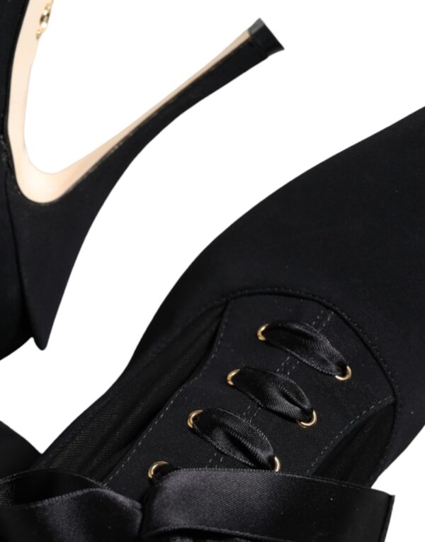 Dolce & Gabbana Black Stiletto Heels Mid Calf Boots Shoes - Image 8