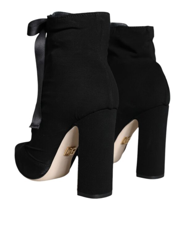Dolce & Gabbana Black Jersey Stretch Ankle Booties Shoes - Image 4