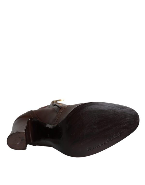 Dolce & Gabbana Brown Leather Heels Mid Calf Boots Shoes - Image 7
