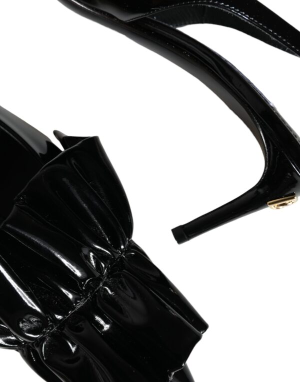 Dolce & Gabbana Black Patent Leather Heels Slingback Shoes - Image 7