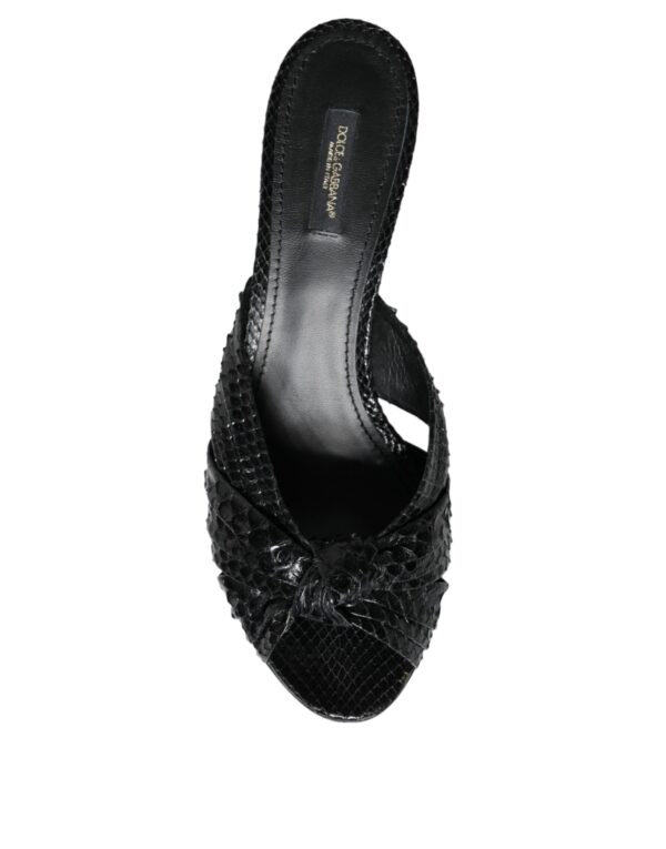 Dolce & Gabbana Black Leather Heels Slides Sandals Shoes - Image 8