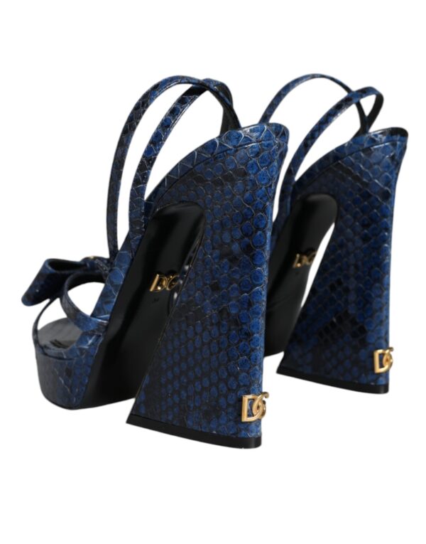 Dolce & Gabbana Blue Leather Ankle Strap Heels Sandals Shoes - Image 4
