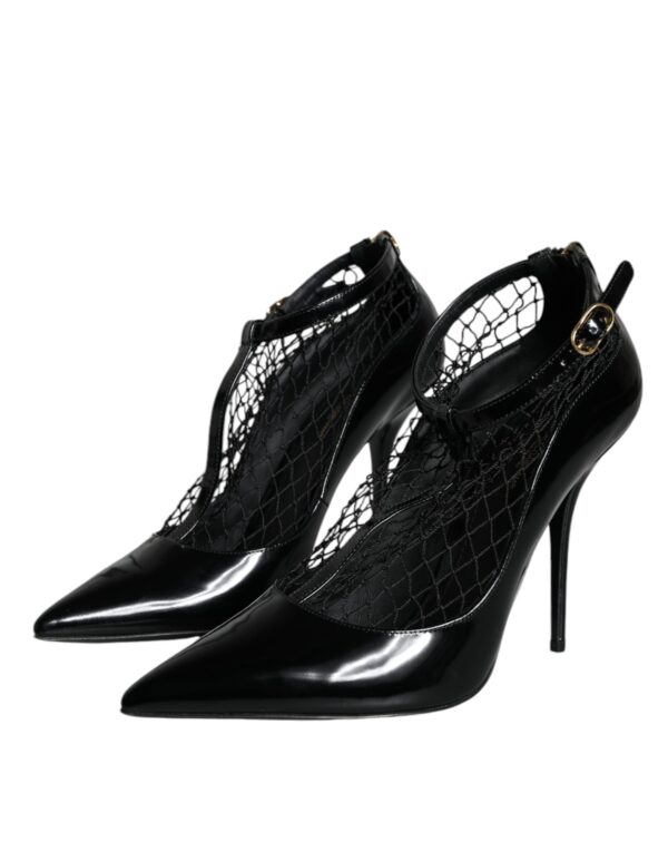 Dolce & Gabbana Black Mesh Patent Leather Heels Pumps Shoes - Image 3