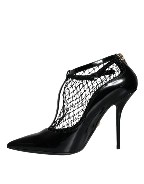Dolce & Gabbana Black Mesh Patent Leather Heels Pumps Shoes - Image 5
