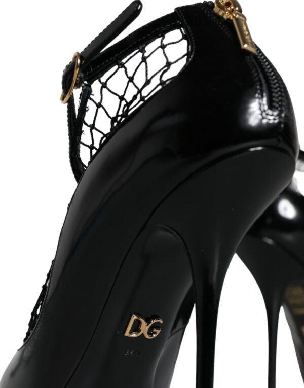 Dolce & Gabbana Black Mesh Patent Leather Heels Pumps Shoes - Image 6