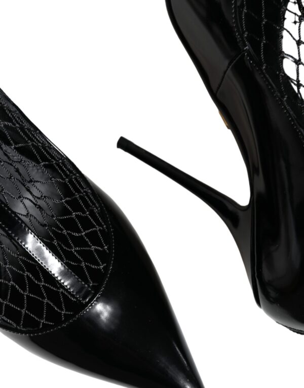 Dolce & Gabbana Black Mesh Patent Leather Heels Pumps Shoes - Image 8