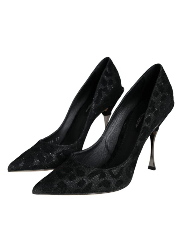 Dolce & Gabbana Black Leopard Lurex High Heels Pumps Shoes - Image 3