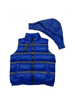Versace Elegant Black Logo Band Vest with Detachable Hood