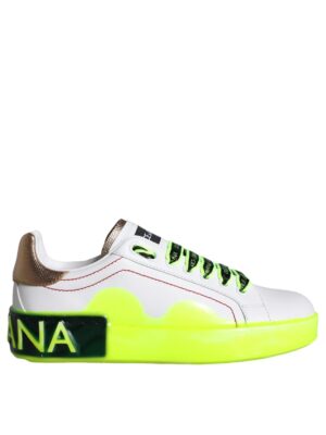 Dolce & Gabbana White Leather Portofino Low Top Sneakers Shoes