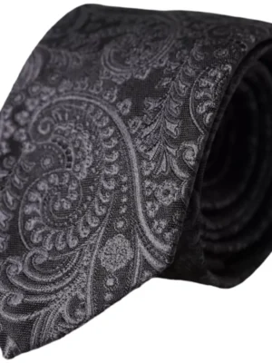 Dolce & Gabbana Gray Patterned 100% Silk Adjustable Men Tie