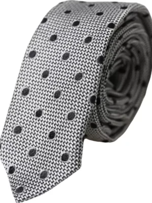Dolce & Gabbana Black White Dot Fantasy Silk Adjustable Men Tie