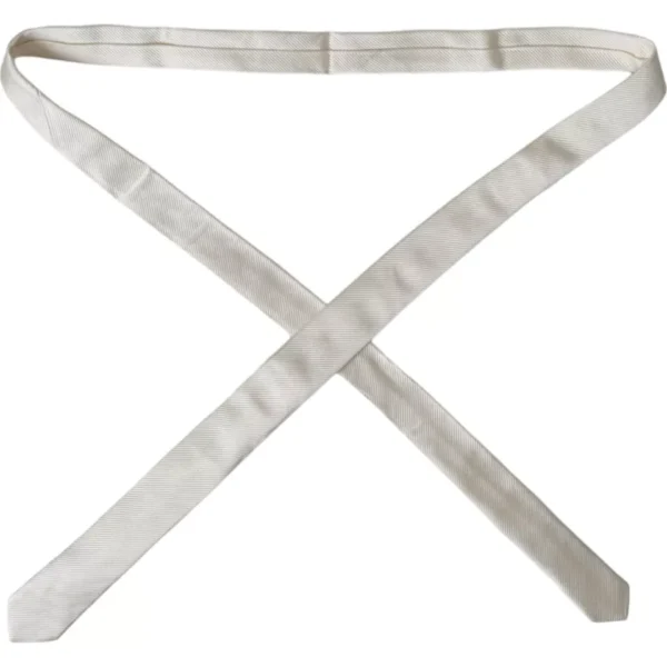 Dolce & Gabbana White Solid 100% Silk Adjustable Tie - Image 5