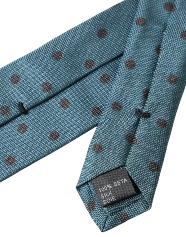 Dolce & Gabbana Green Black Polka Dot Silk Adjustable Men Tie - Image 2
