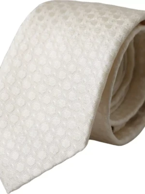 Dolce & Gabbana Off White Silk Adjustable Necktie Men Tie