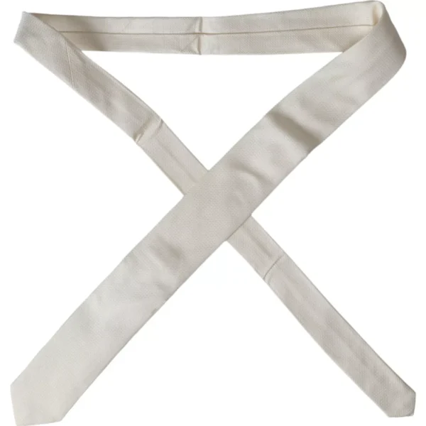 Dolce & Gabbana Off White Patterned Silk Classic Adjustable Tie - Image 2