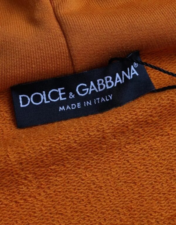 Dolce & Gabbana Orange Hooded Pullover Sweatshirt Sweater - Image 5