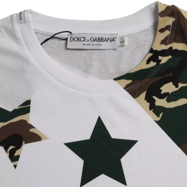 Dolce & Gabbana White Camouflage Stars Crew Neck Men T-shirt - Image 3