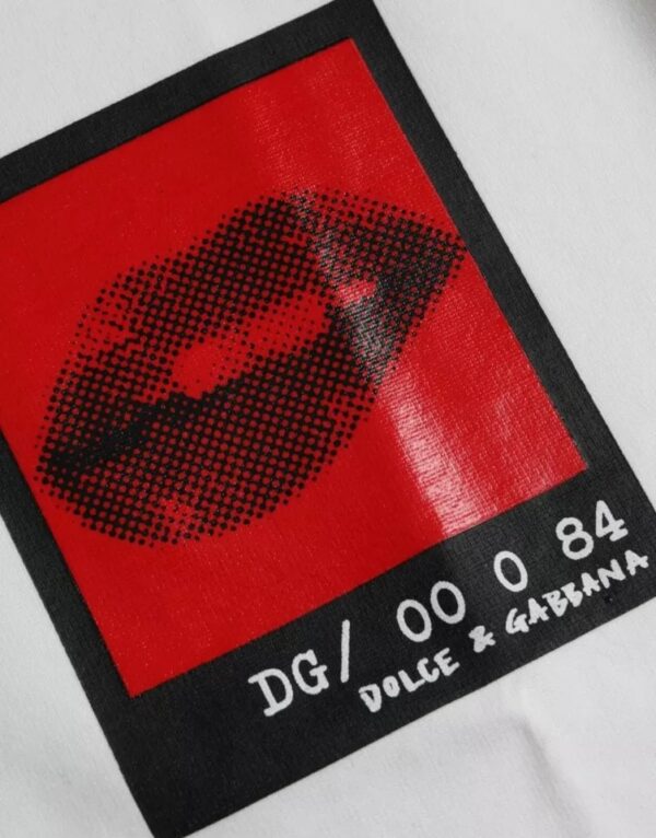Dolce & Gabbana White Red Lips Print Cotton Men T-shirt - Image 7