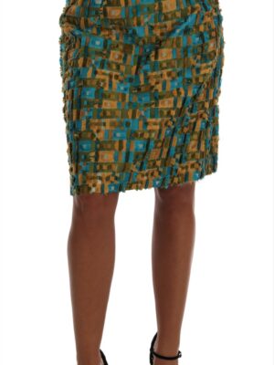 Dolce & Gabbana Elegant Green Jacquard High Waist Skirt
