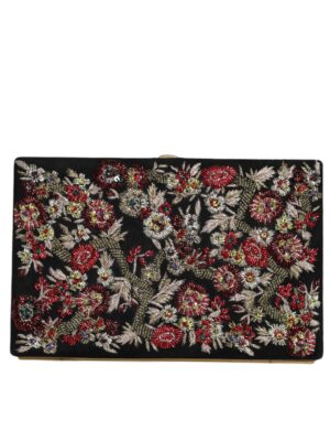 Dolce & Gabbana Multicolor Floral Gold Frame Clutch Evening Purse Bag
