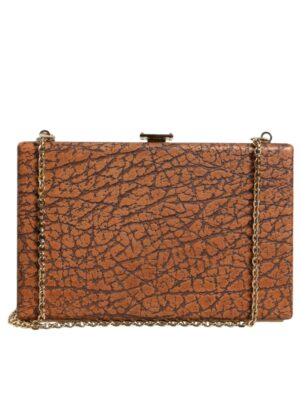 Dolce & Gabbana Brown Leather Gold Frame Clutch Mini Crossbody Bag
