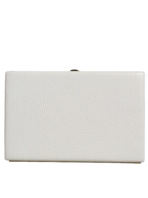 Dolce & Gabbana White Leather Gold Frame Clutch Evening Party Purse Bag