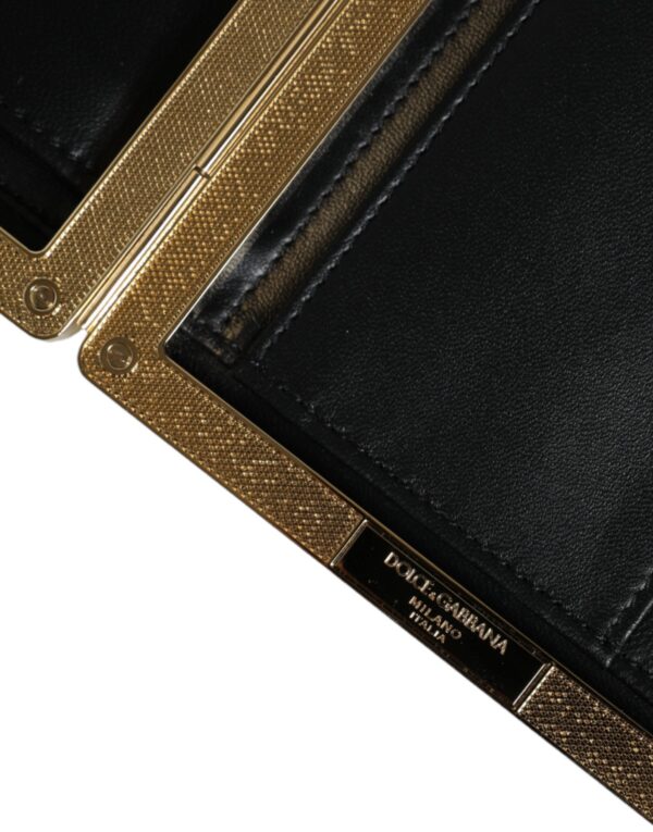 Dolce & Gabbana White Leather Gold Frame Clutch Evening Party Purse Bag - Image 6