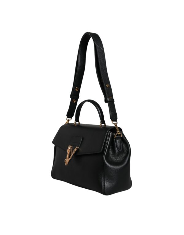 Versace Black Top Handle Grainy Calfskin Leather Crossbody Bag - Image 3