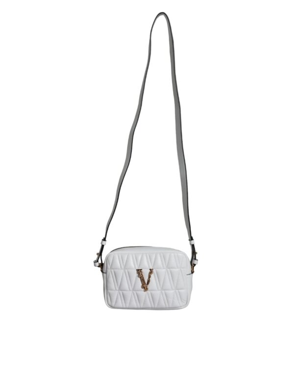 Versace White Quilted Nappa Leather Crossbody Shoulder Bag - Image 2