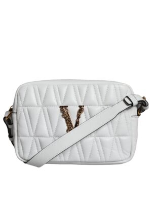 Versace White Quilted Nappa Leather Crossbody Shoulder Bag